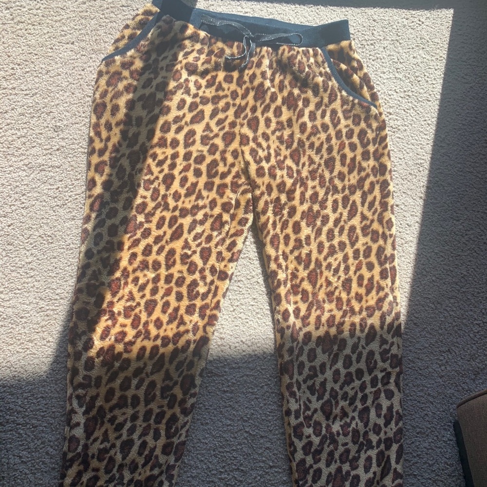 Cheetah print fluffy pajama bottoms